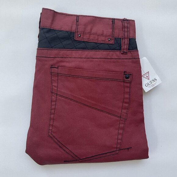 G By Guess Men’s Xeelan Moto Zip Skinny Jeans In Red Paneled Ankle Zip Size 32 - Picture 1 of 12